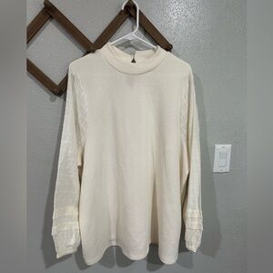 NWOT Madewell Weavemix Mockneck Bubble-Sleeve Top Ivory Size2X